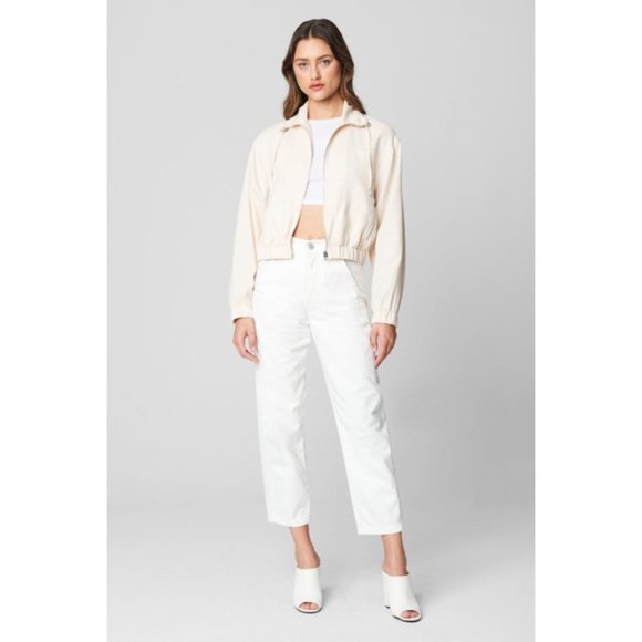 Blank NYC Jacket Beige Love Me Now Lyocell Linen Crop Full Zip - Picture 2 of 13